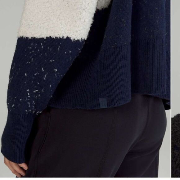 Lululemon Ombré Knit Textured Wool Blend Turtleneck Sweater | SZ 12 Bone/Blue - Picture 16 of 16